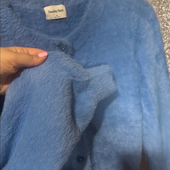 Aritzia Sunday Best Carmen Cardigan Soft Blue Button-Up - Picture 5 of 8